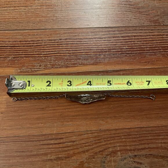 Vintage 12K Gold Filled Filigree Bar Rope Chain Bracelet with Center Diamond - Picture 5 of 13